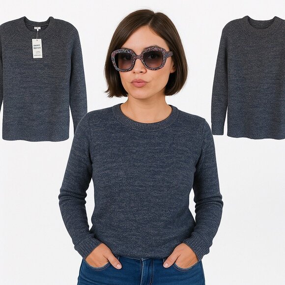 Style & Co Size  X-Small  Womens Marled Pontell Sweater Blue White - Picture 3 of 13